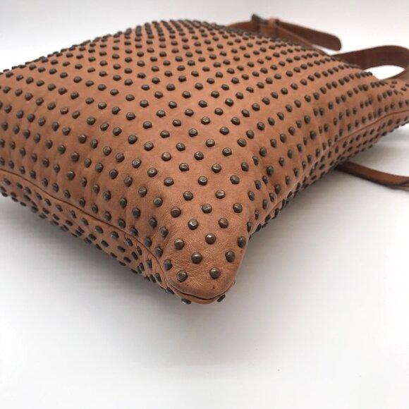 Platania Tan Leather Studded Crossbody Bag - Picture 6 of 11